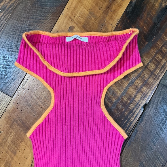 Peppermayo Sunrise Cove Maxi Dress Hot Pink Orange Ribbed Cutout Knit Dress S/M - Picture 5 of 9